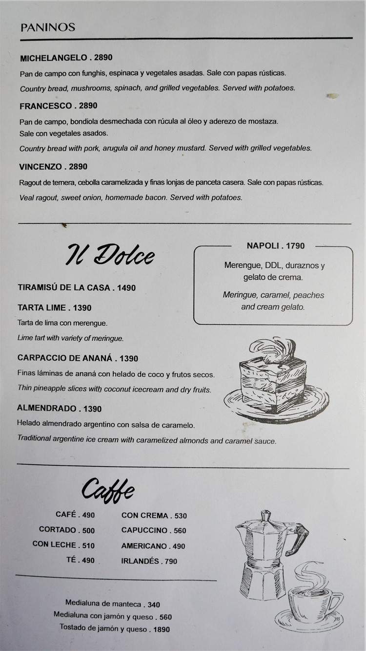 Nápoles – Menu with Prices p5