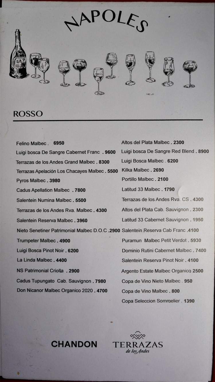 Nápoles – Menu with Prices p7