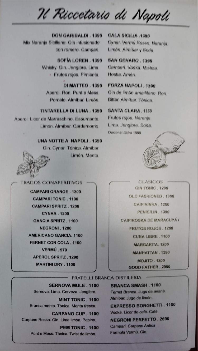 Nápoles – Menu with Prices p8