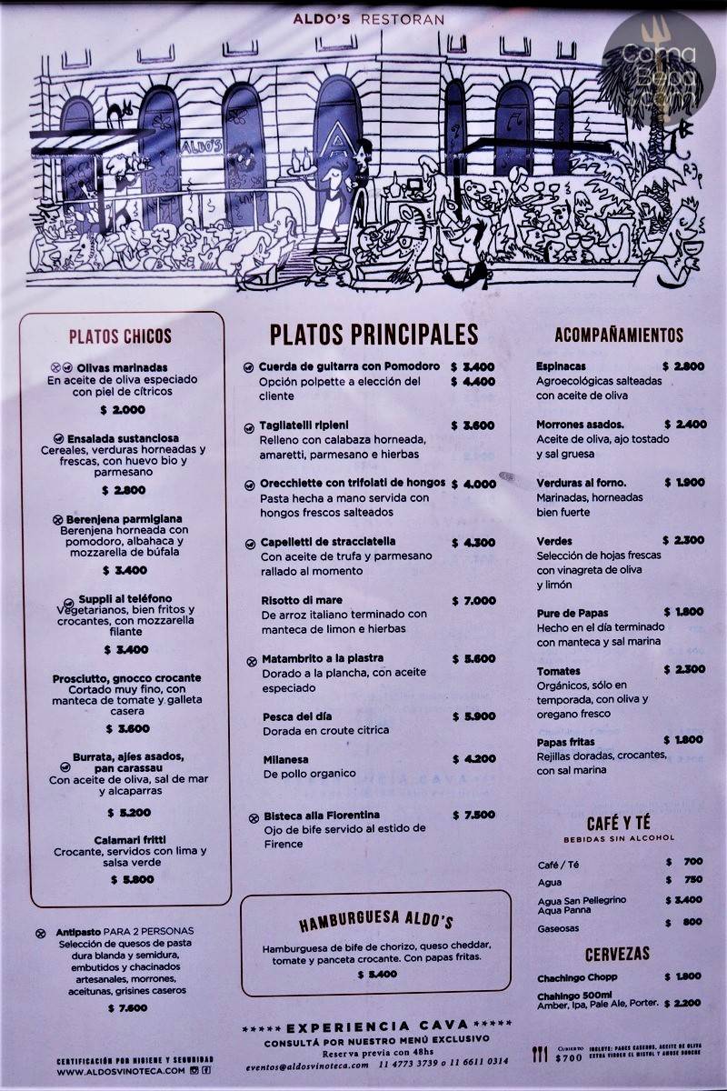 Aldo’s Restoran – Menu with Prices | Buenos Aires Restaurant and Bar