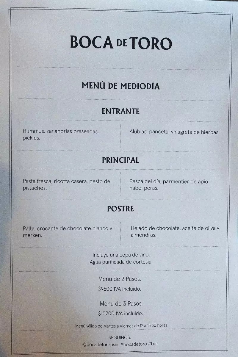 Boca de Toro Menu with Prices p6