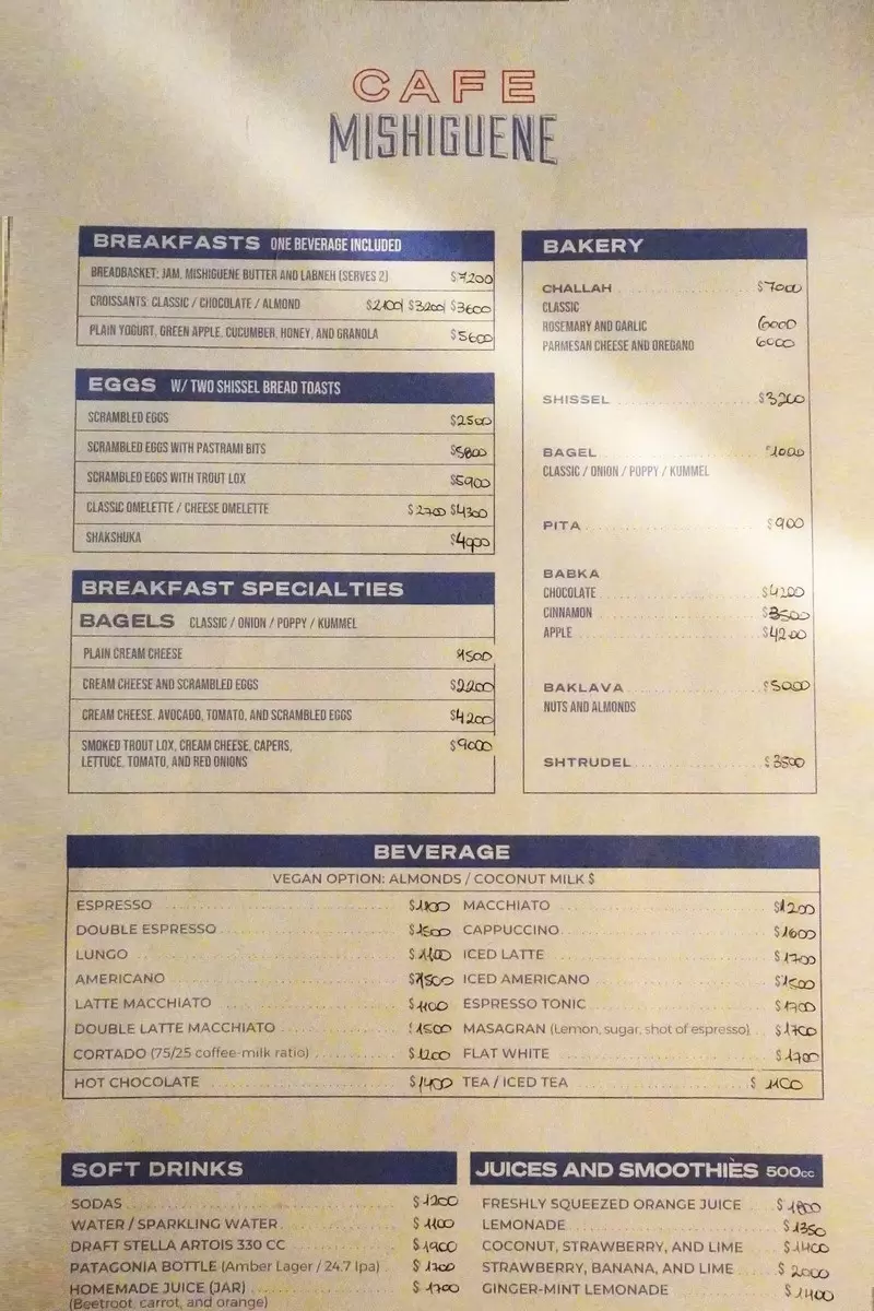 Cafe Mishiguene – Buenos Aires – Menu with Prices