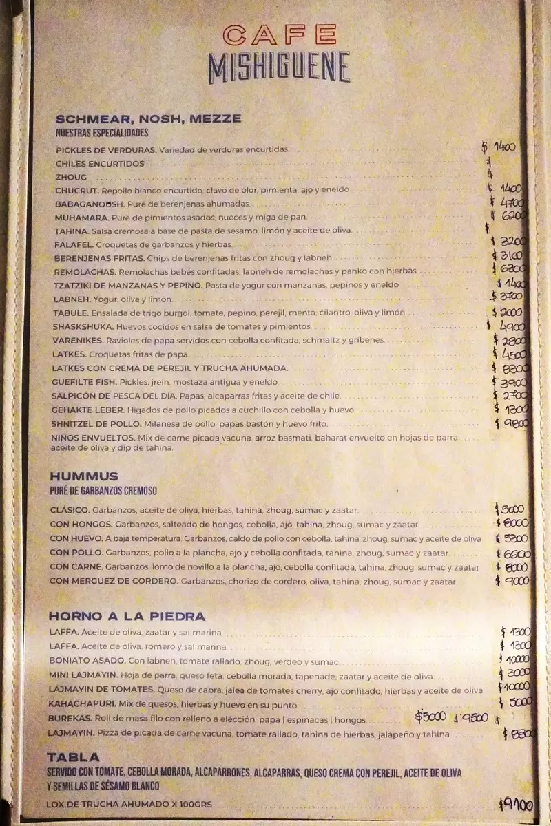 Cafe Mishiguene – Carta con precios – p2