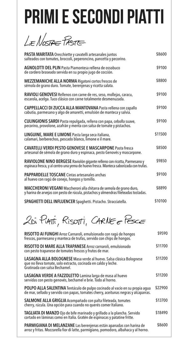 Cucina Paradiso – Menu with Prices- Buenos Aires p5