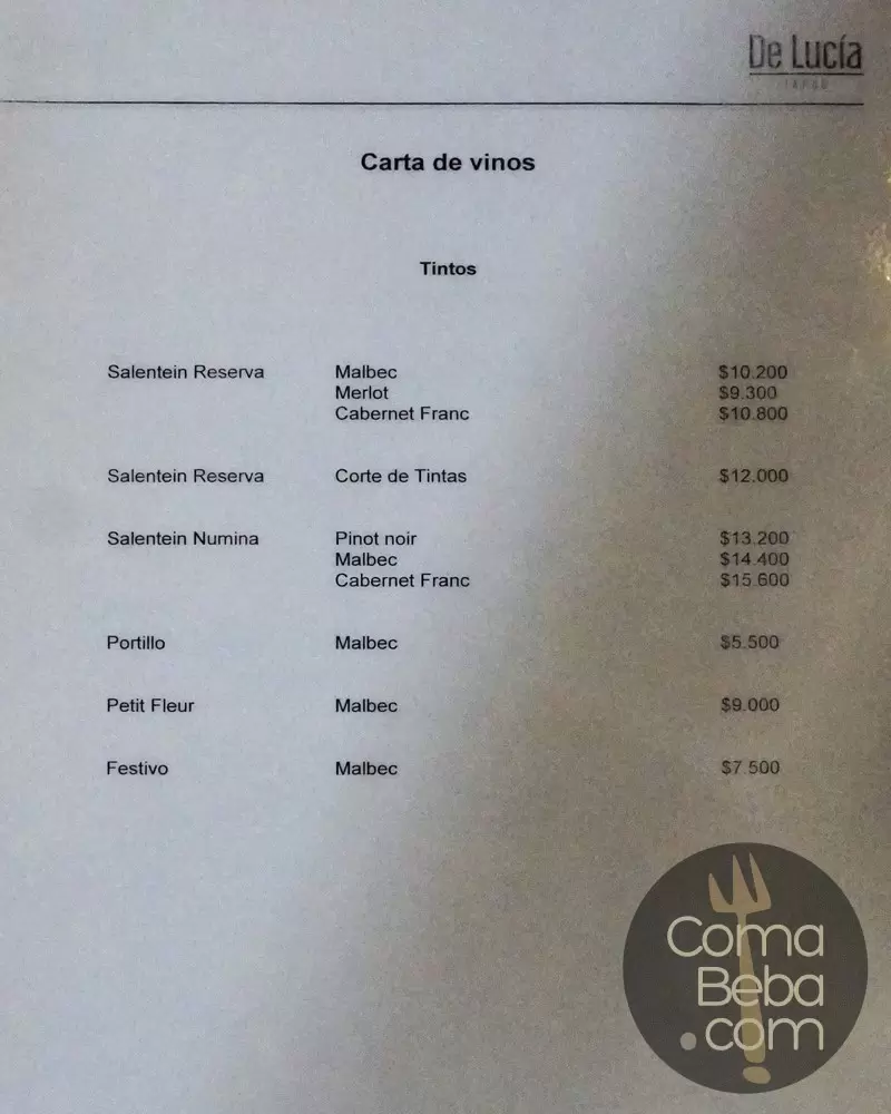 De Lucía Bar de Tapas Carta con Precios p3