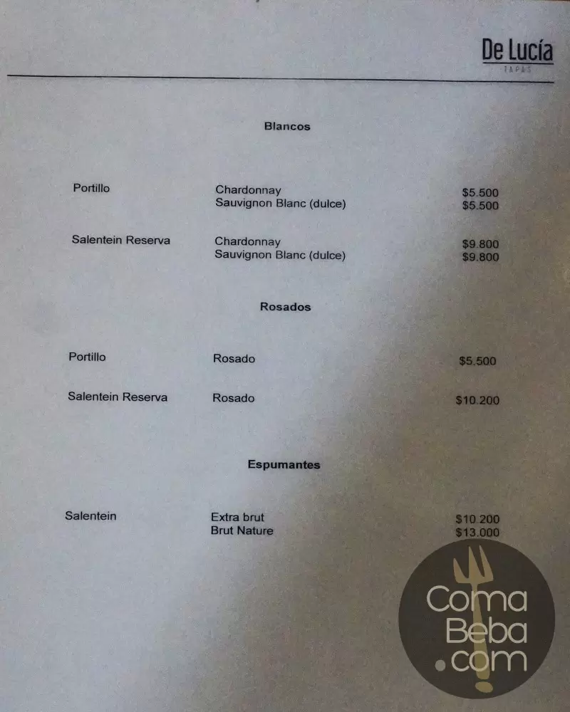 De Lucía Bar de Tapas Carta con Precios p4