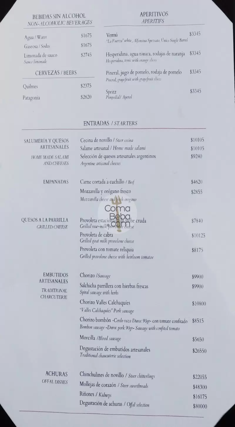 Don Julio – Buenos Aires – Menu with Prices