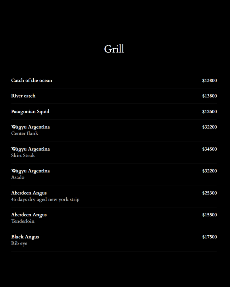 Duhau – Menu with Prices p5