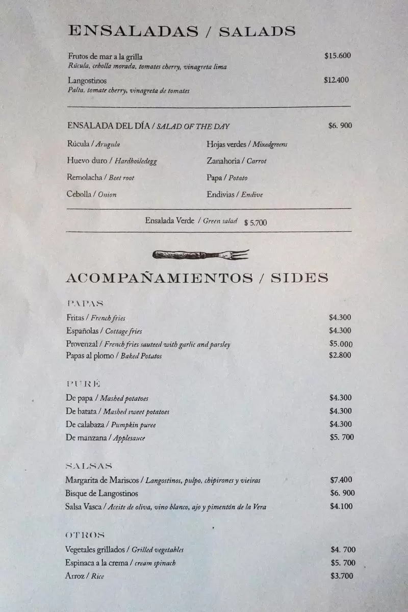 Fervor Menu with Prices p4 | Buenos Aires Restaurant and Bar Reviews