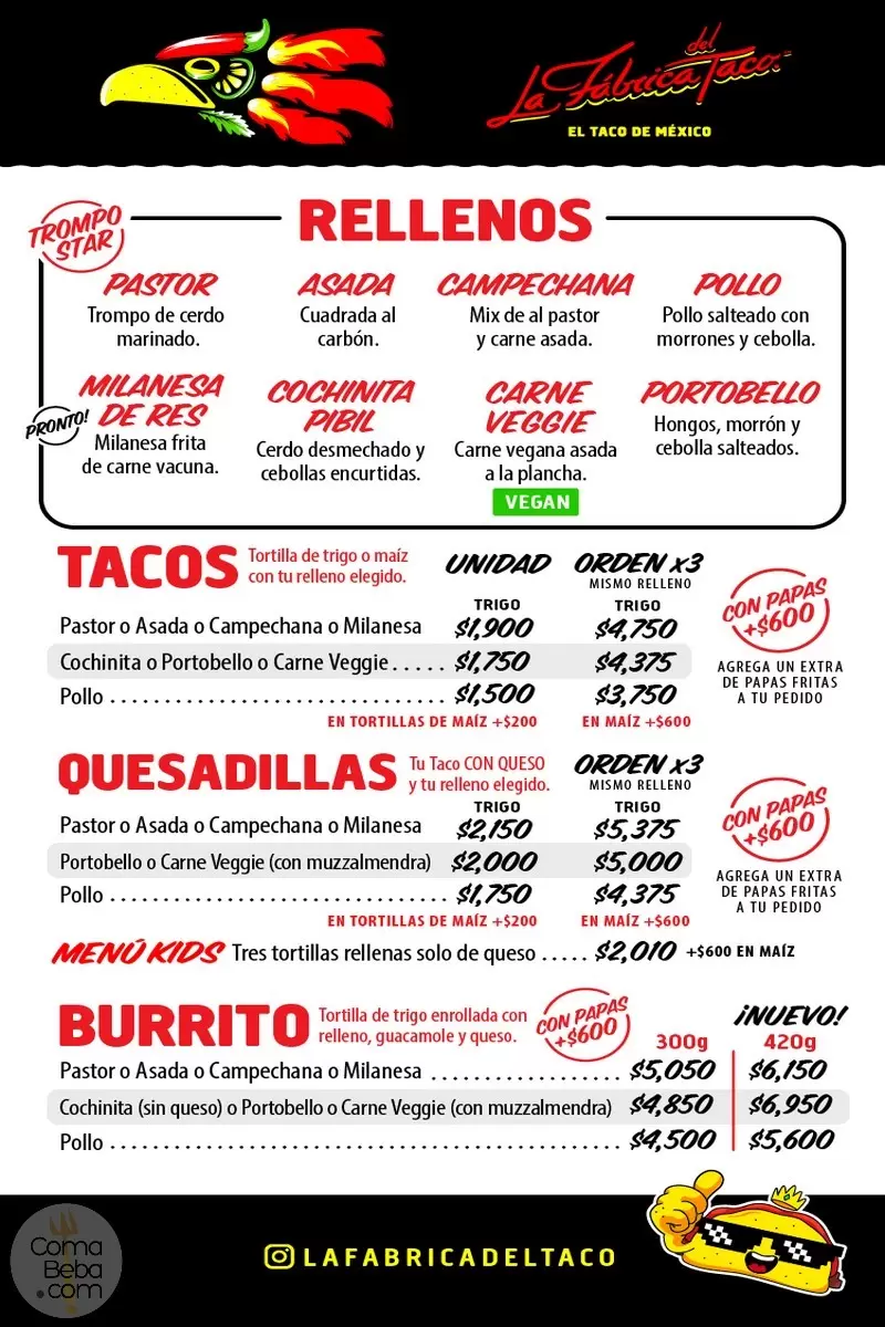 La Fábrica del Taco Menu p2