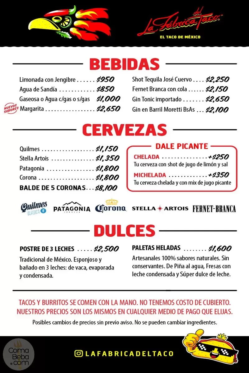 La Fábrica del Taco Menu p3