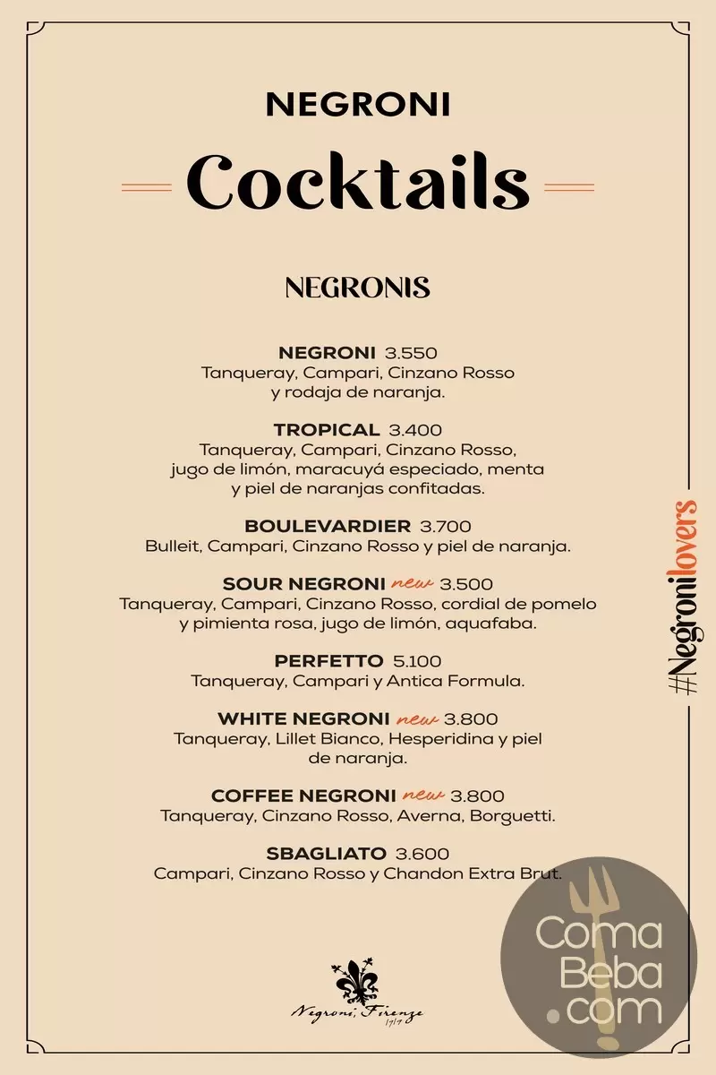 Negroni Belgrano Carta con Precios p12