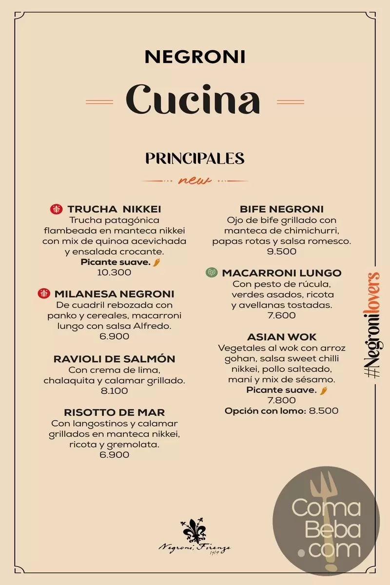 Negroni Belgrano Menu with Prices p2