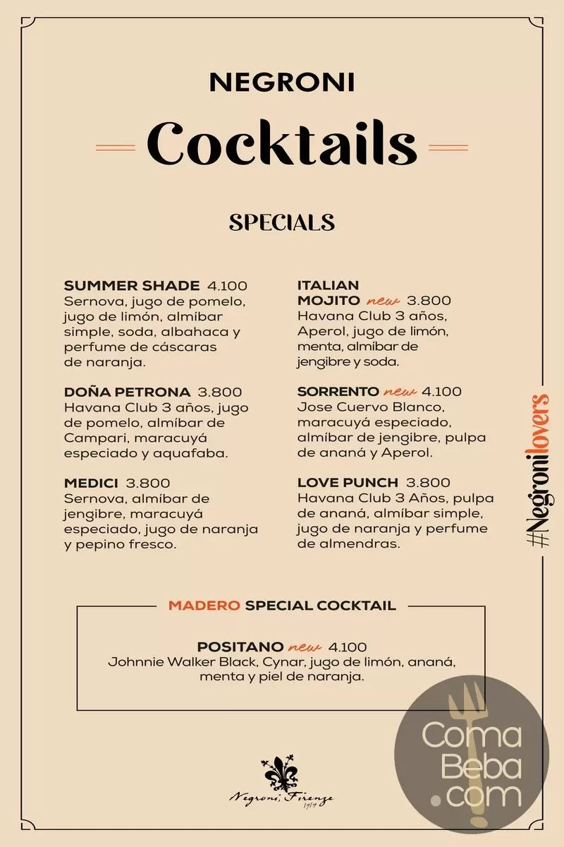 Negroni Puerto Madero Menu p10