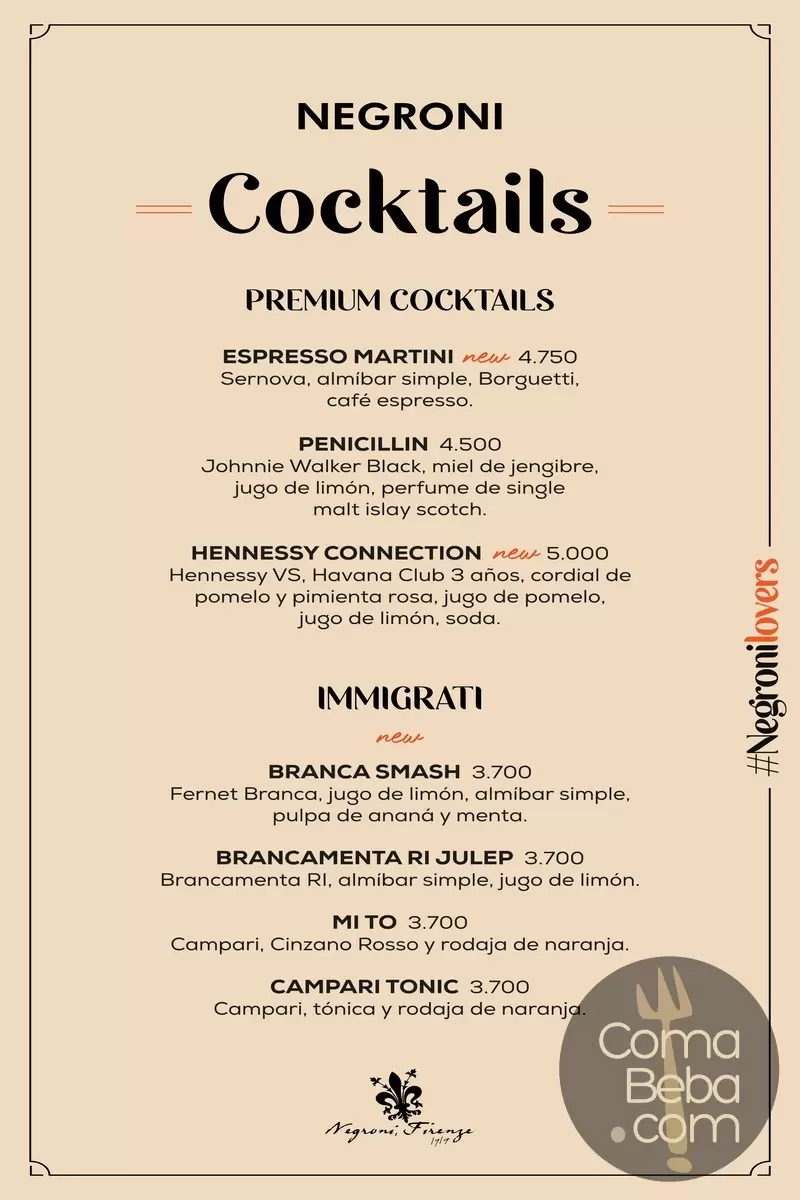 Negroni Puerto Madero Menu p13