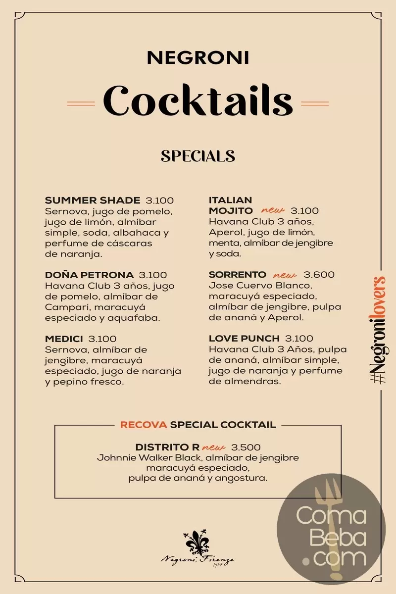 Negroni Posadas Menu with Prices p10