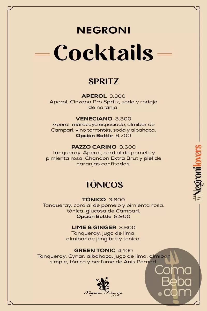 Negroni Posadas Menu with Prices p11