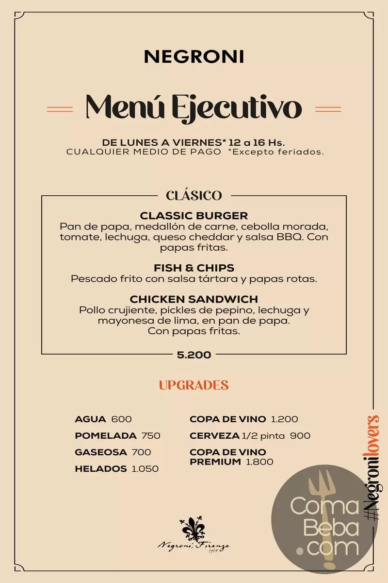 Negroni Posadas Menu with Prices p18