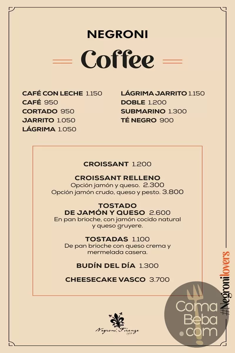 Negroni Posadas Menu with Prices p19