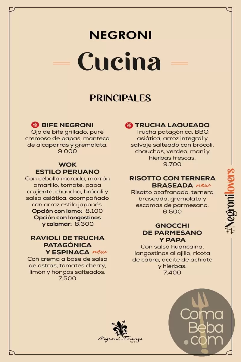 Negroni Posadas Menu with Prices p2