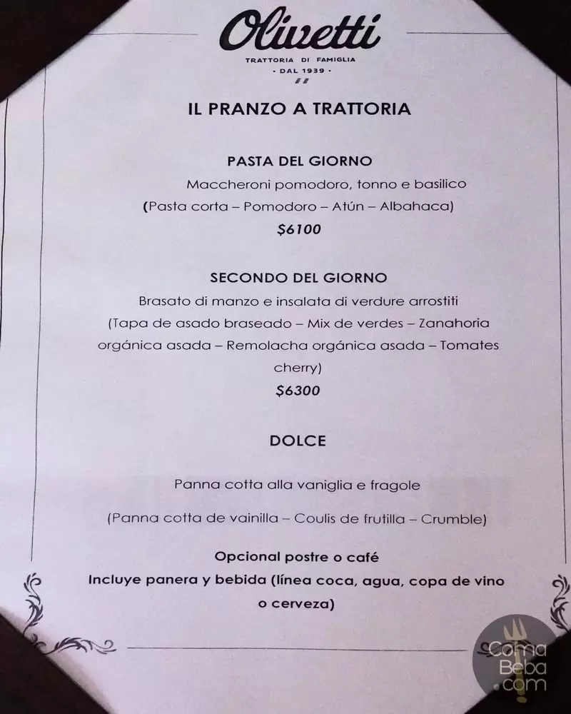 Trattoria Olivetti Menu with Prices p5