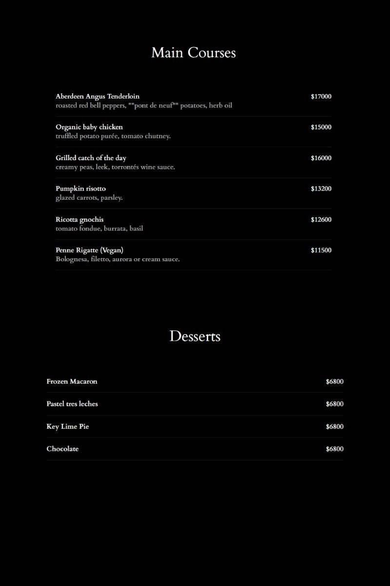 Piano Nobile Menu with Prices p5