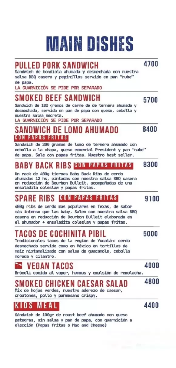 Ribs al Rio – Costanera Norte – Menu with Prices