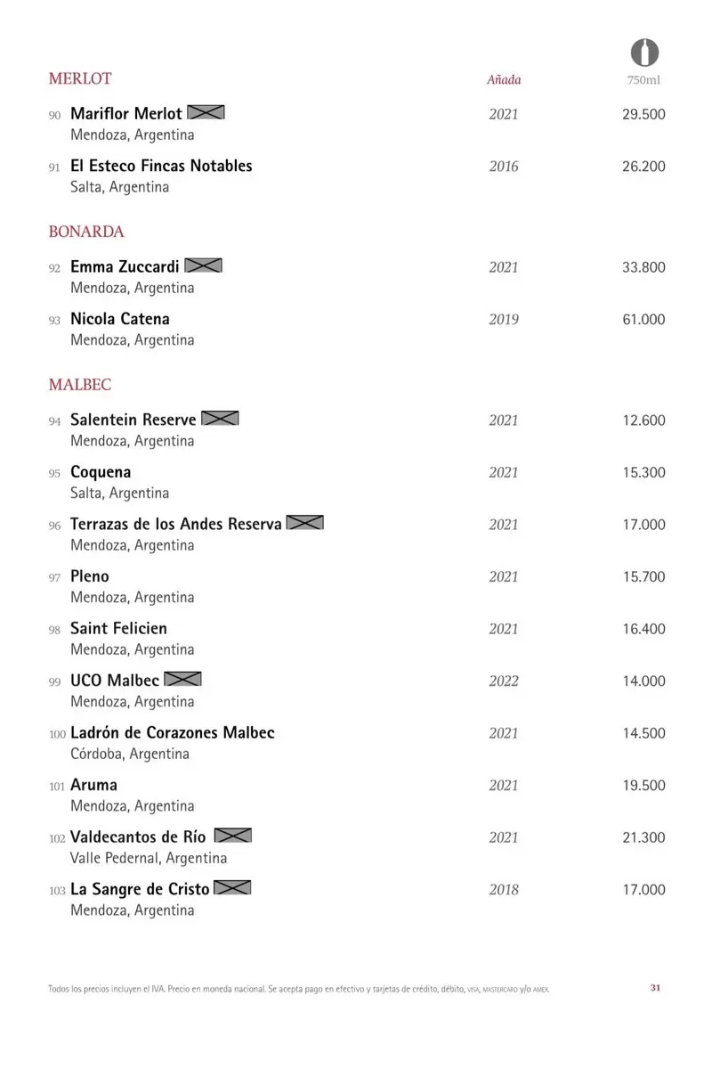 Sagardi Buenos Aires Wine List p14