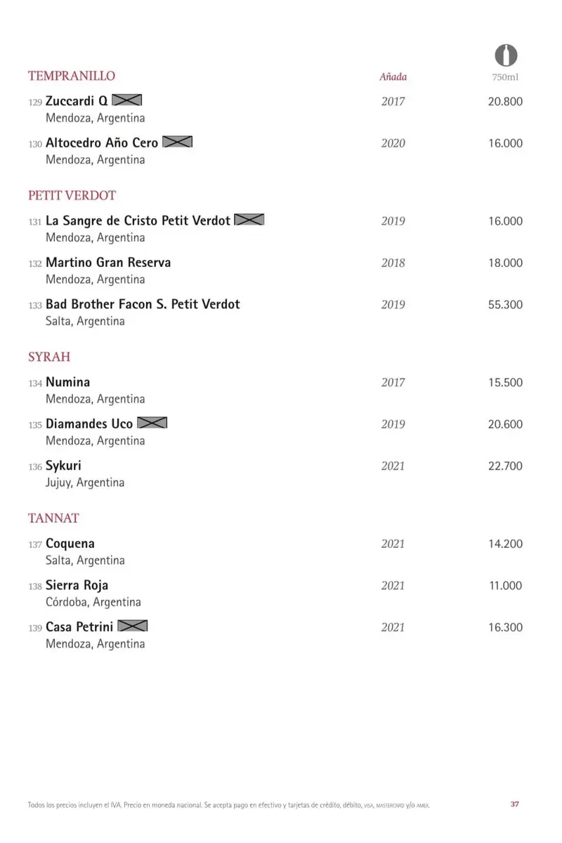 Sagardi Buenos Aires Wine List p17