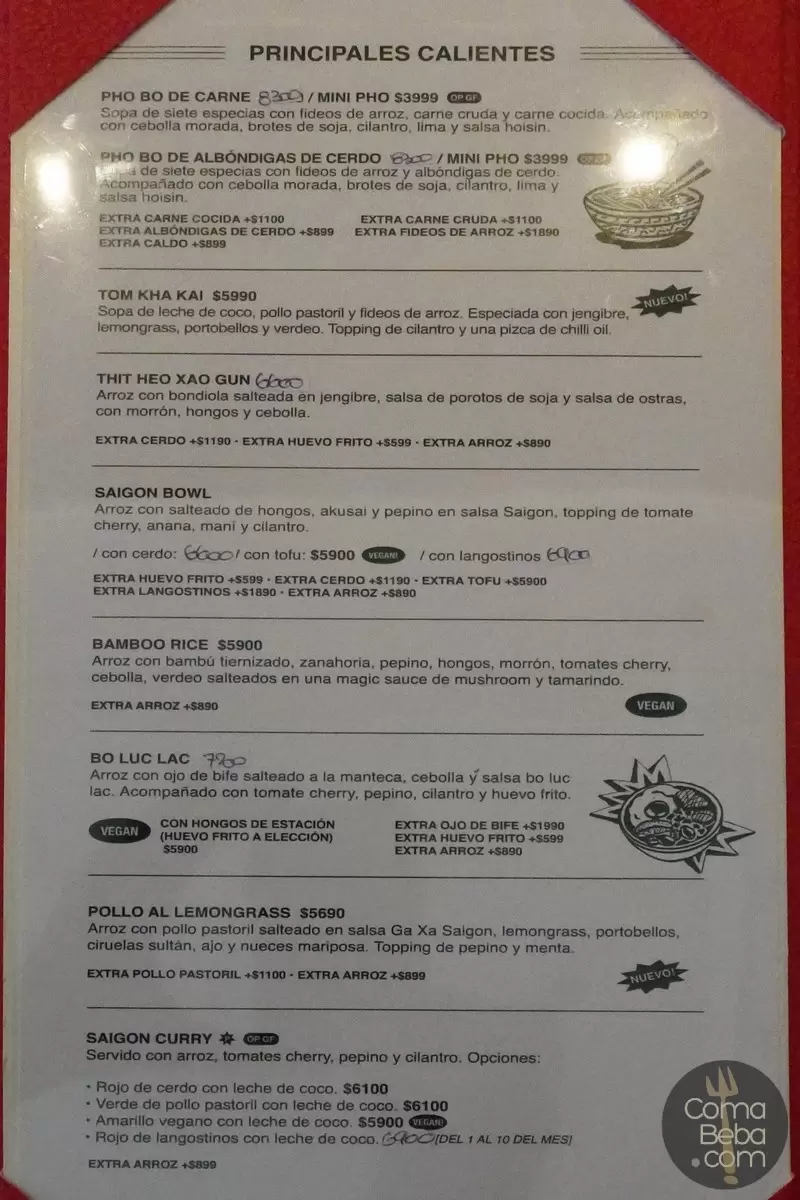 Saigón Noodle Bar – Carta con precios p2