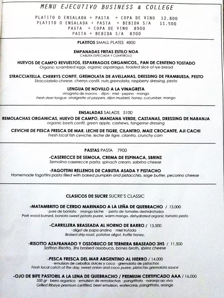 Sucre Menu with Prices p9