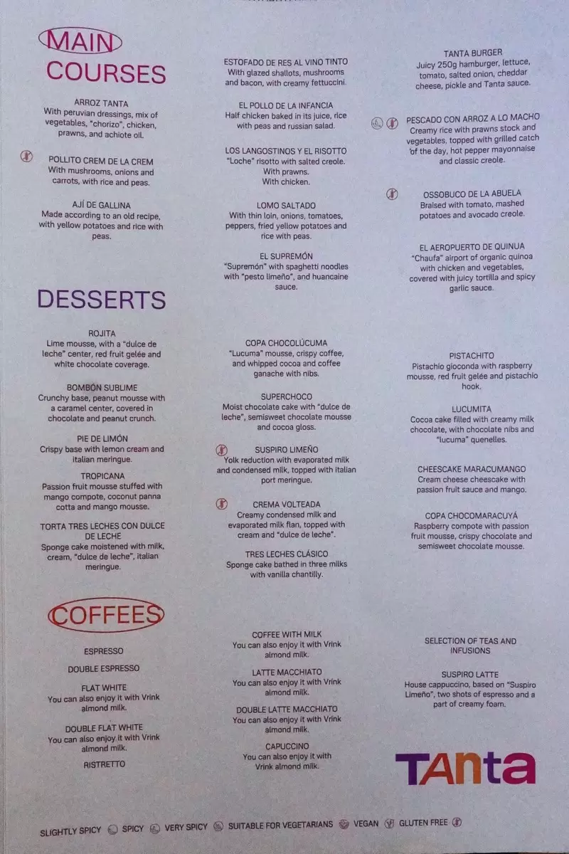 Tanta Buenos Aires Menu with Prices p2