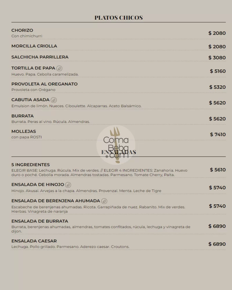 Duque Fuego Carta con Precios