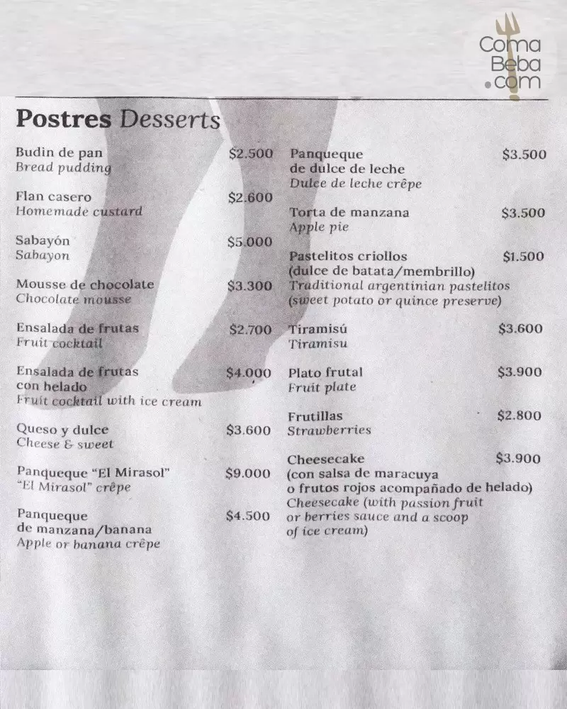 El Mirasol Menu with Prices p6