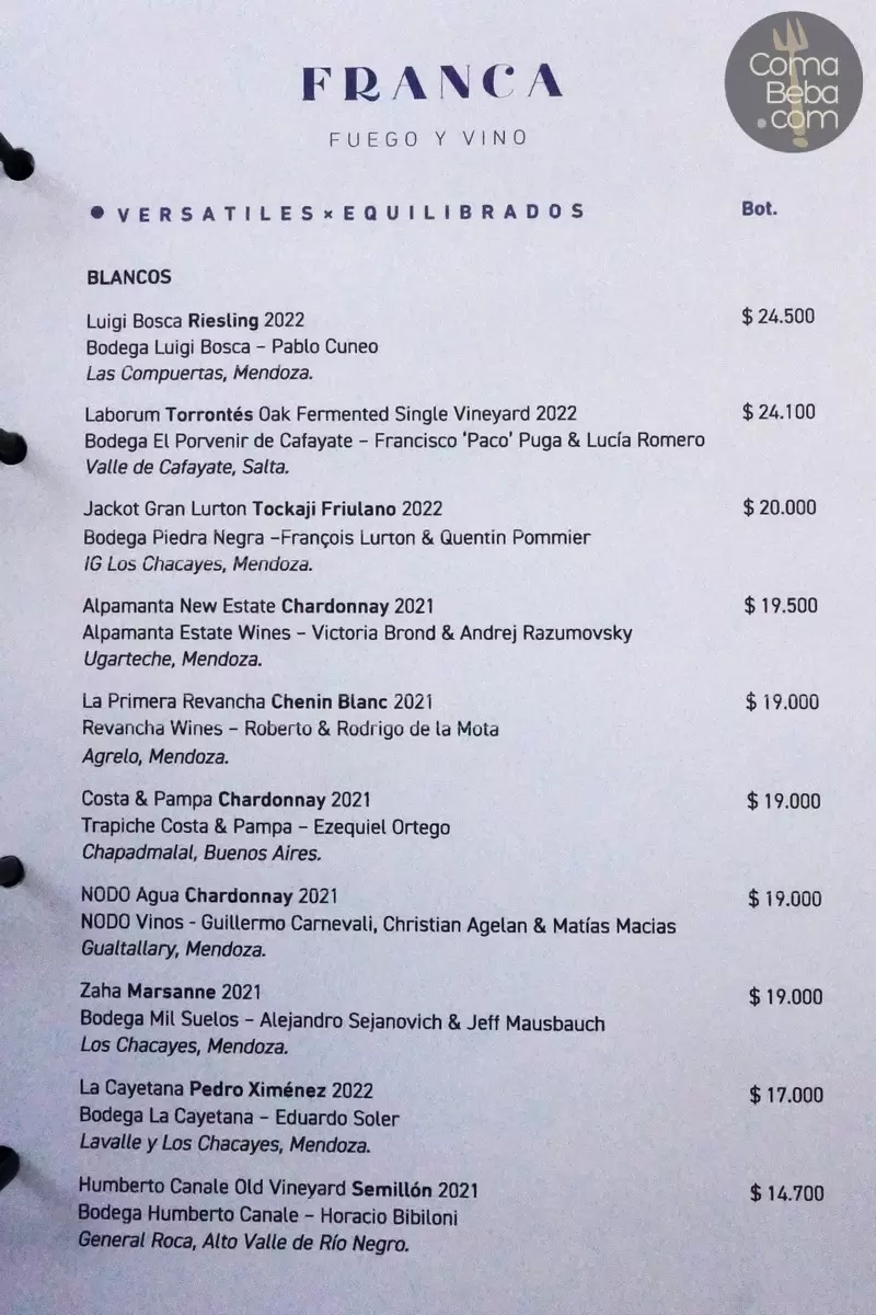 Franca Wine Menu p2