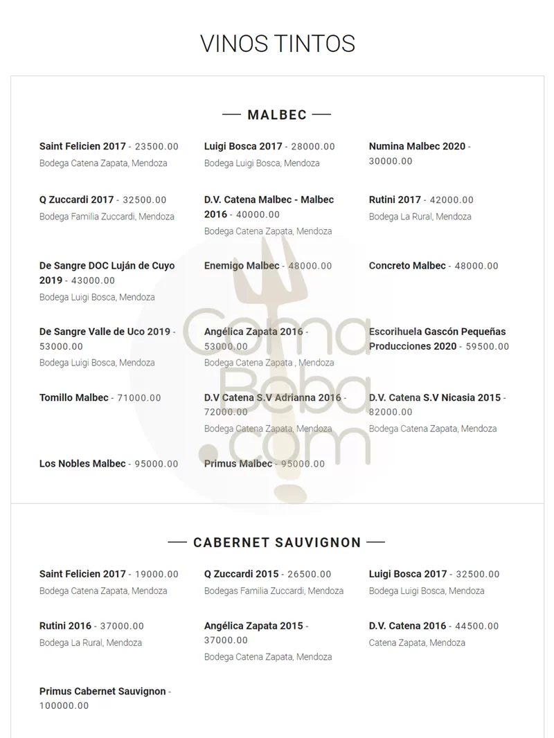 Alvear Grill Wine List – Feb 2024