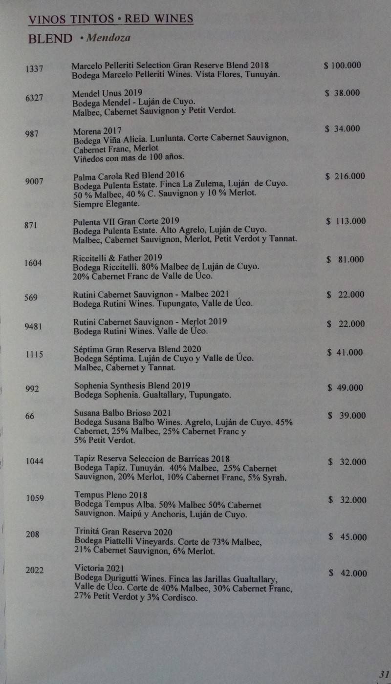 Cabaña las Lilas Wine List p10