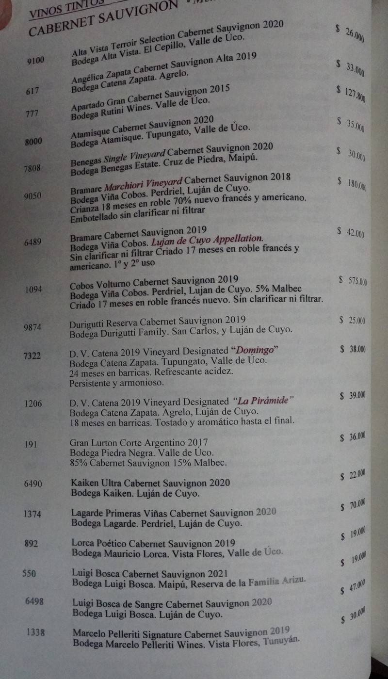 Cabaña las Lilas Wine List p11