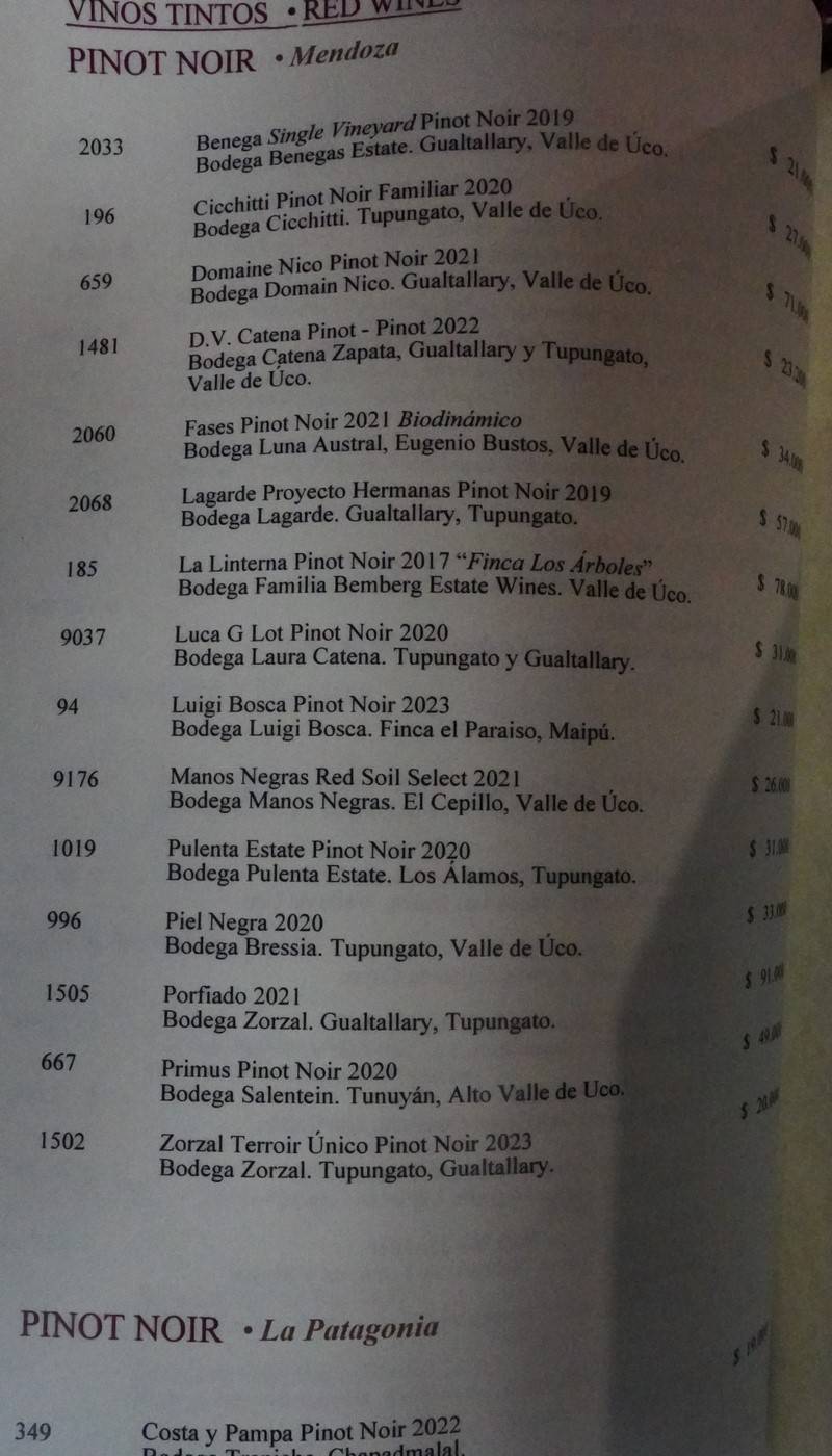 Cabaña las Lilas Wine List p17
