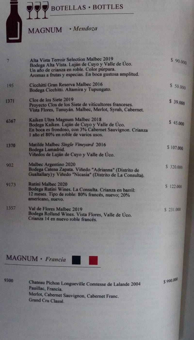 Cabaña las Lilas Wine List p20