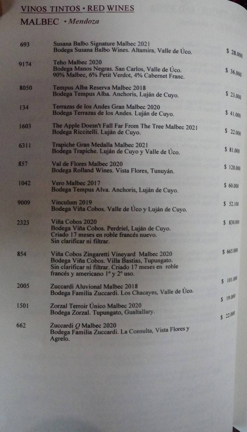 Cabaña las Lilas Wine List p4