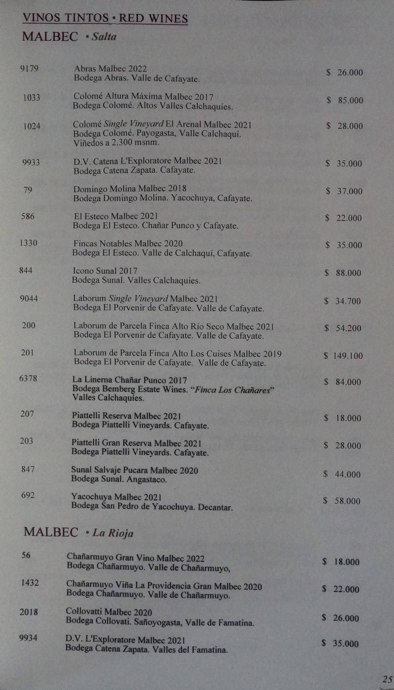 Cabaña las Lilas Wine List p5