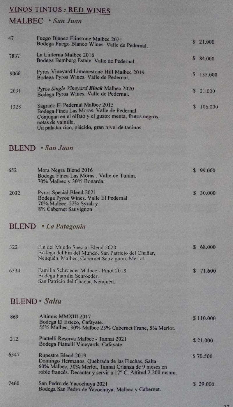 Cabaña las Lilas Wine List p7