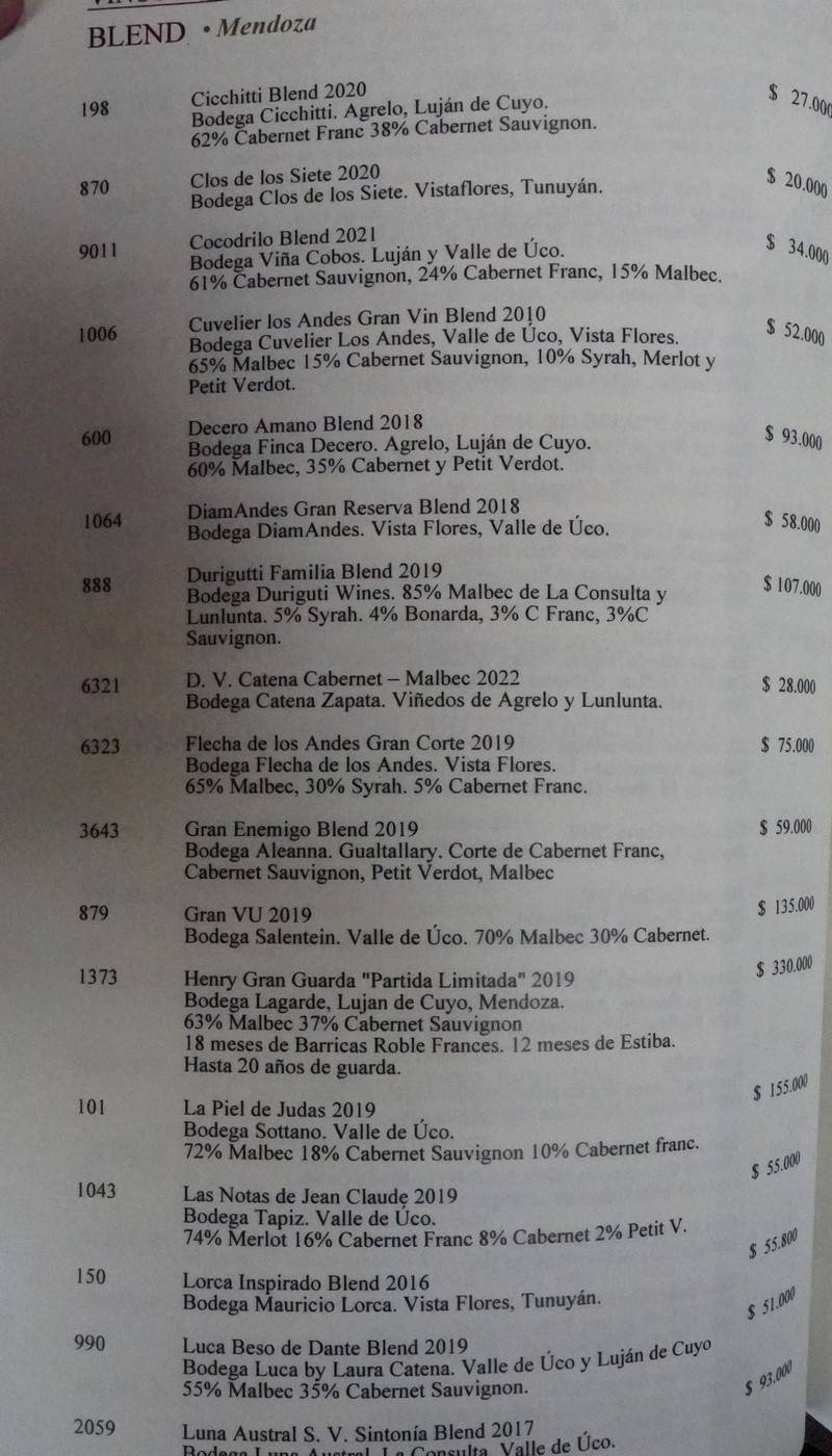 Cabaña las Lilas Wine List p9