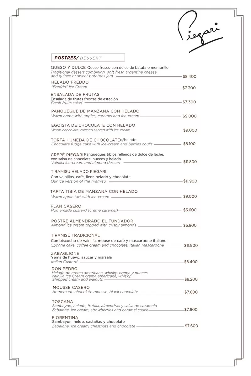 Piegari Carnes Menu with Prices p11