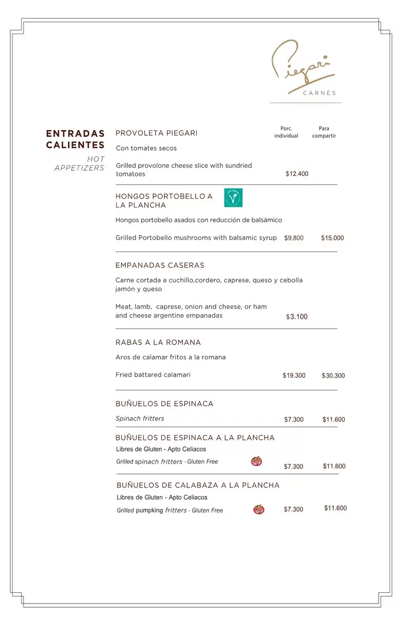 Piegari Carnes Menu with Prices p3