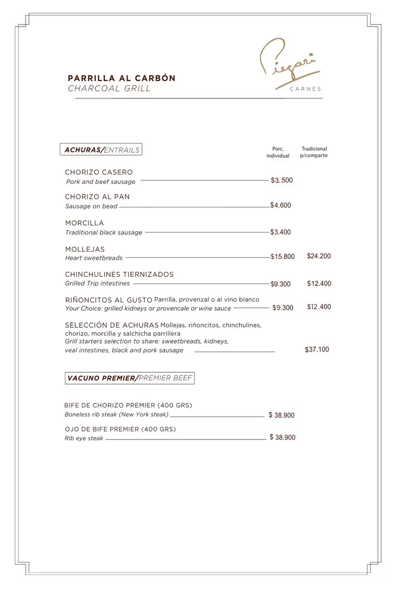 Piegari Carnes Menu with Prices p5