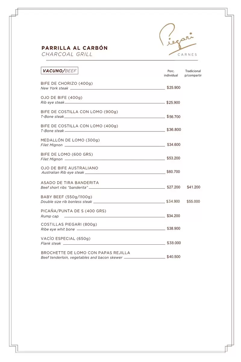 Piegari Carnes Menu with Prices p6