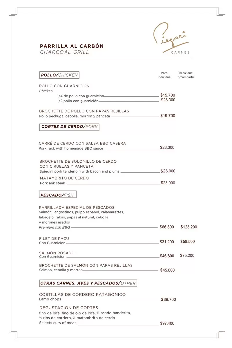 Piegari Carnes Menu with Prices p7