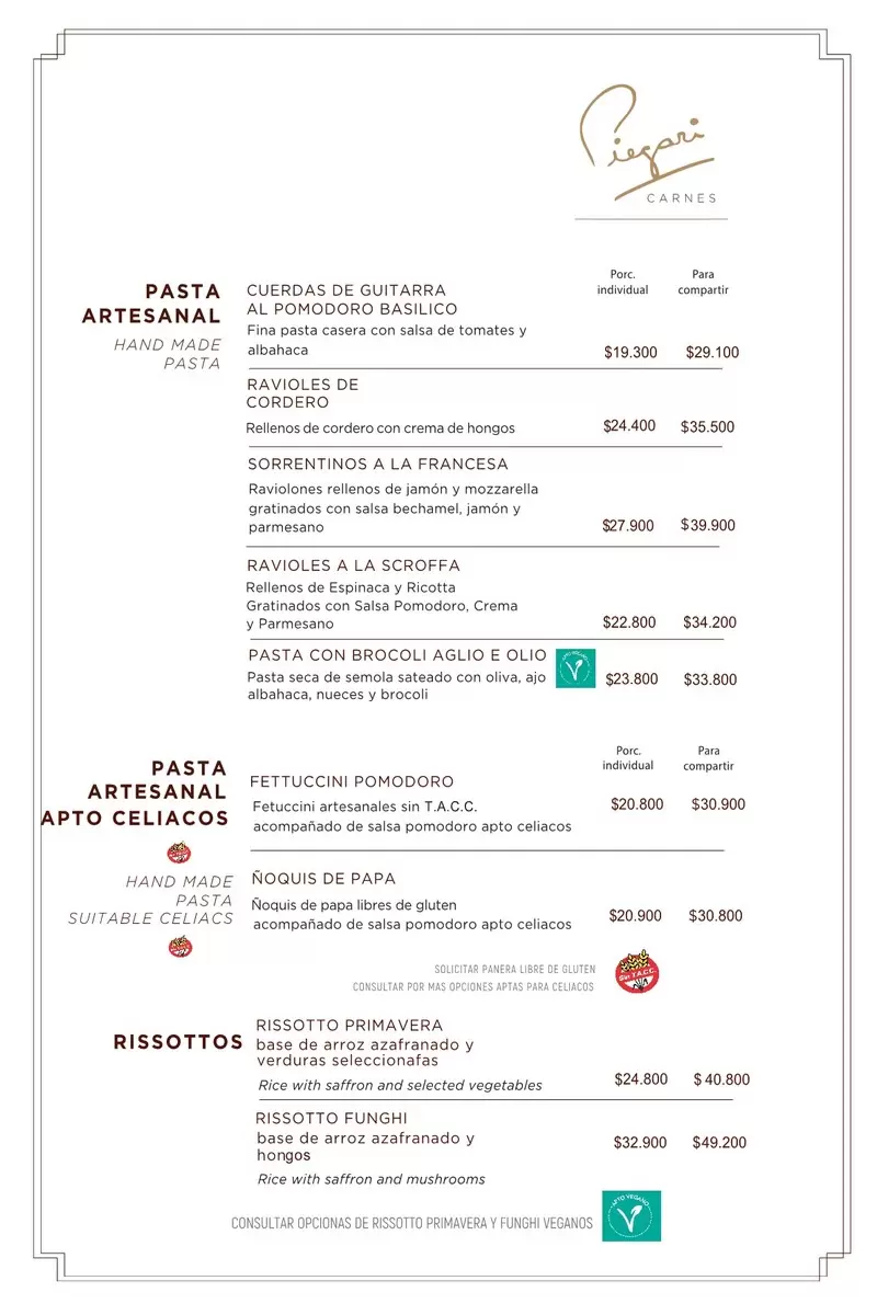 Piegari Carnes Menu with Prices p8